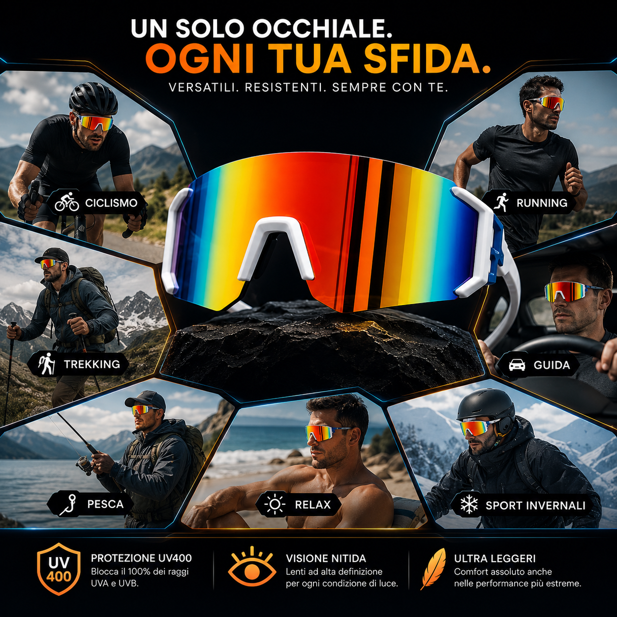 RACEVISION - Occhiali polarizzati con lenti UV400