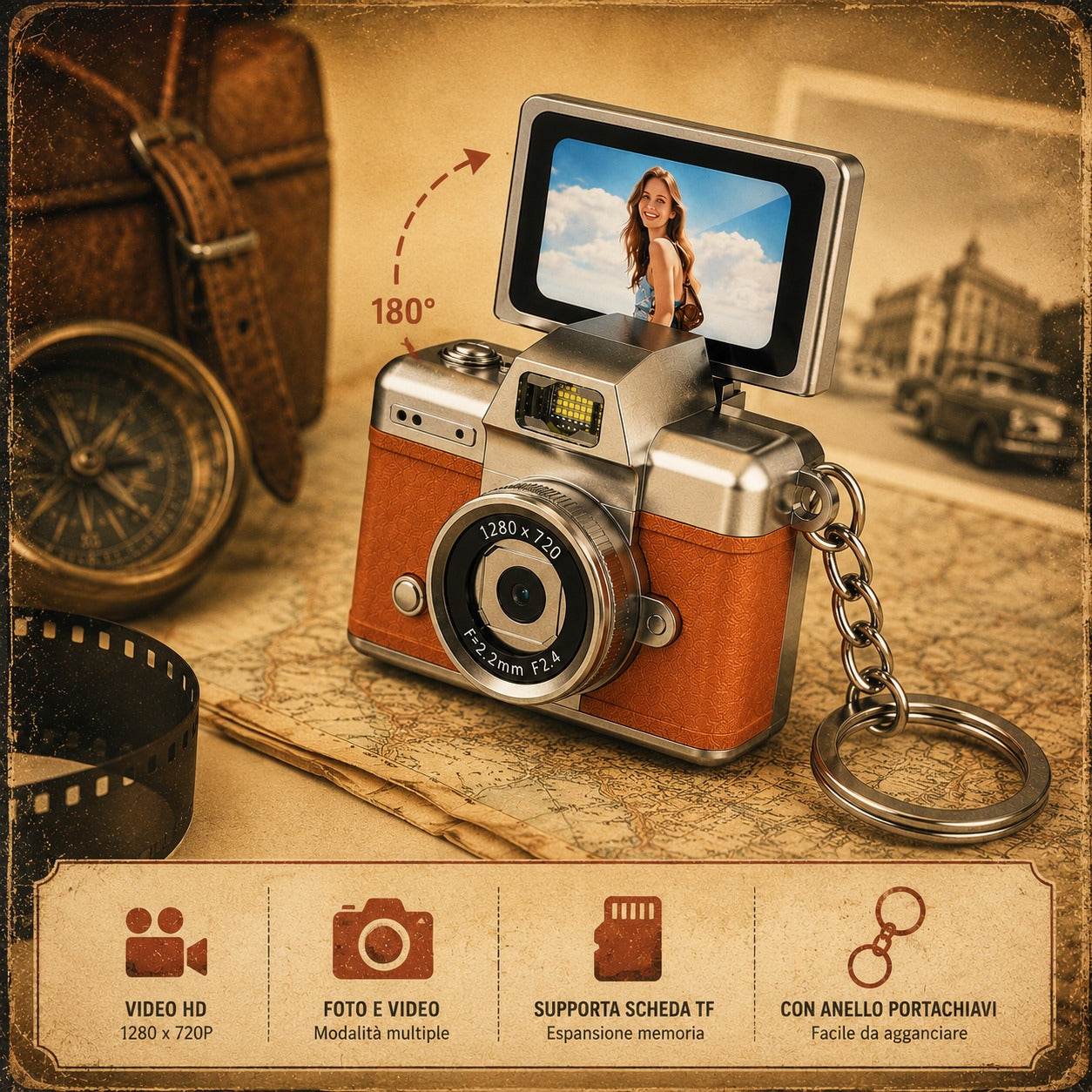 VintageClick - Mini Fotocamera Digitale Retrò