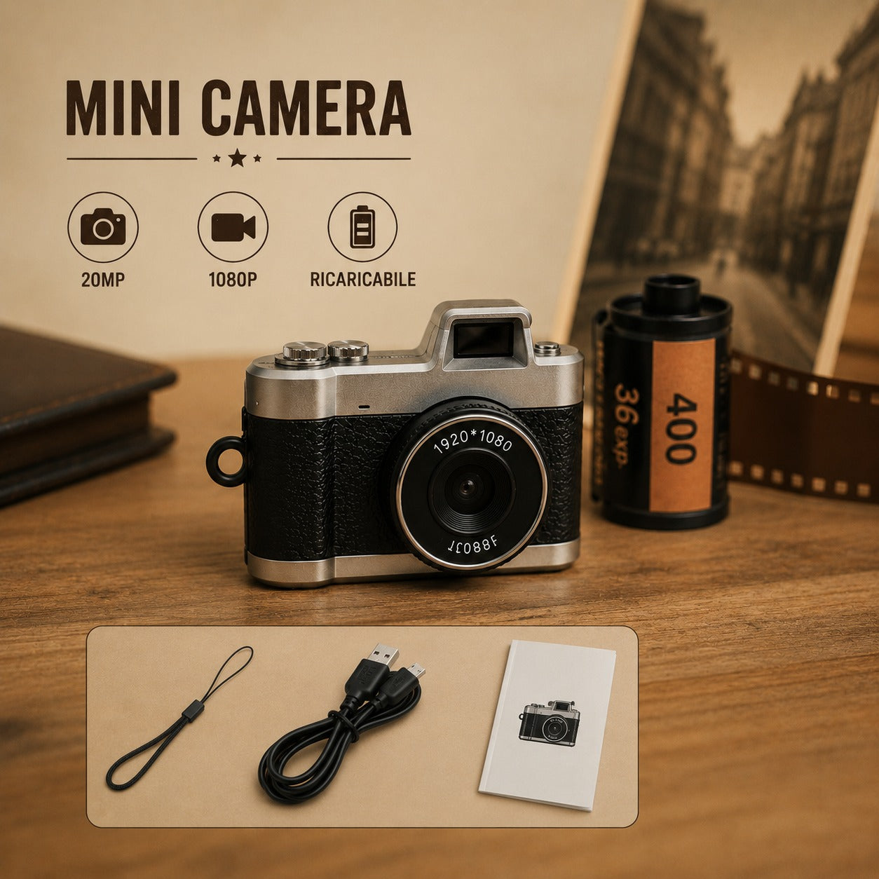VintageClick - Mini Fotocamera Digitale Retrò